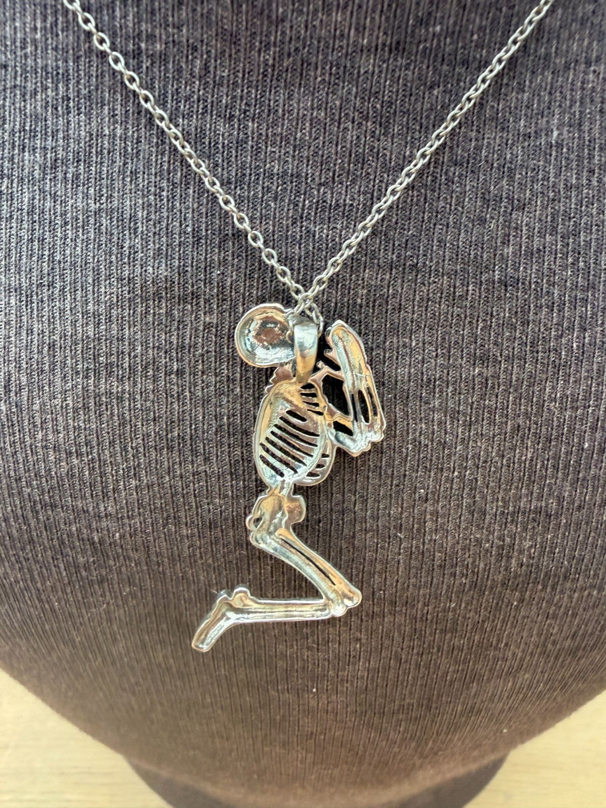 Sterling Silver Skeleton Pendant 60mm & Chain 40cm