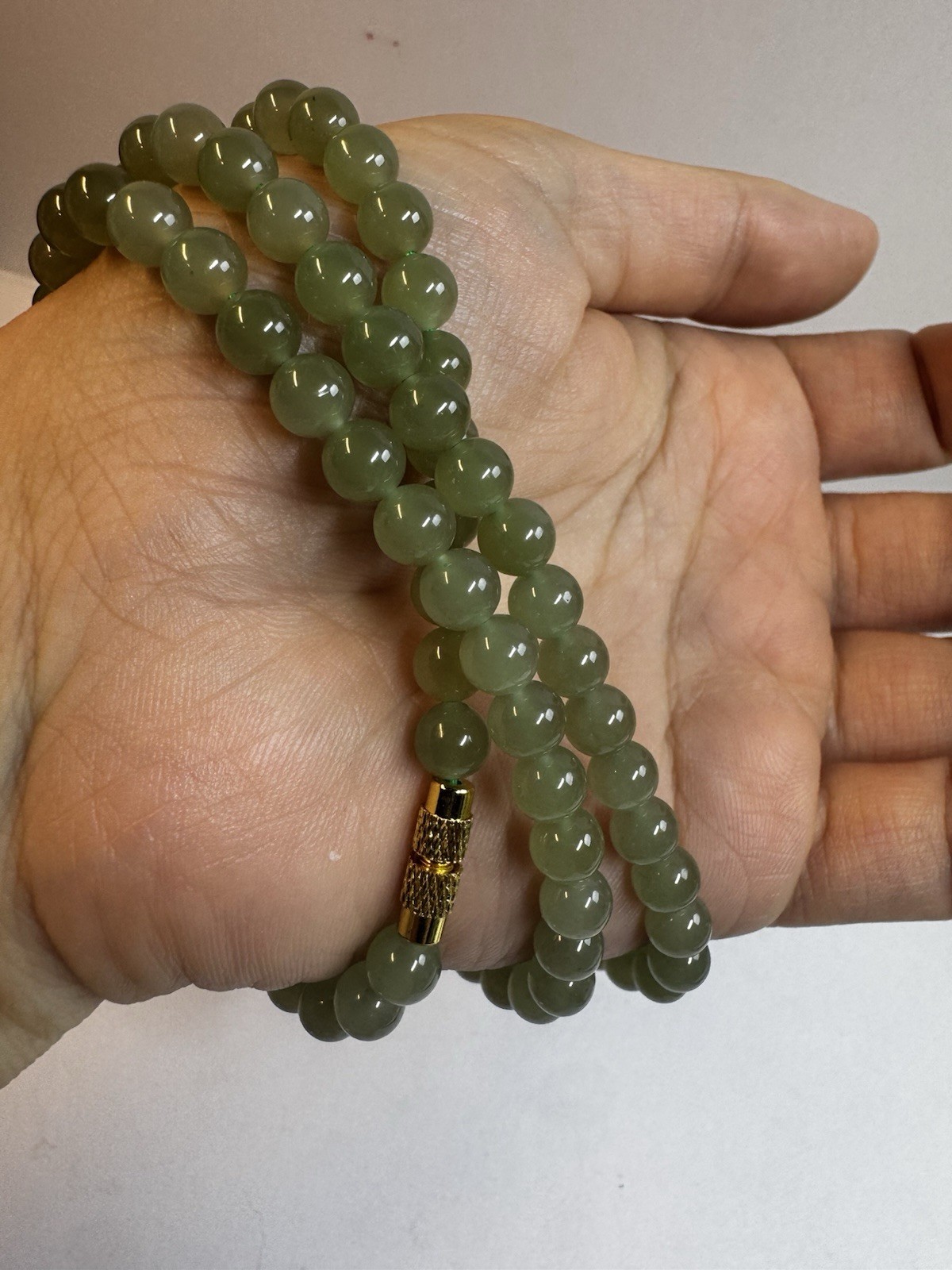 certified 6mm Hetian ice light green Jade Round beaded necklace new free ship