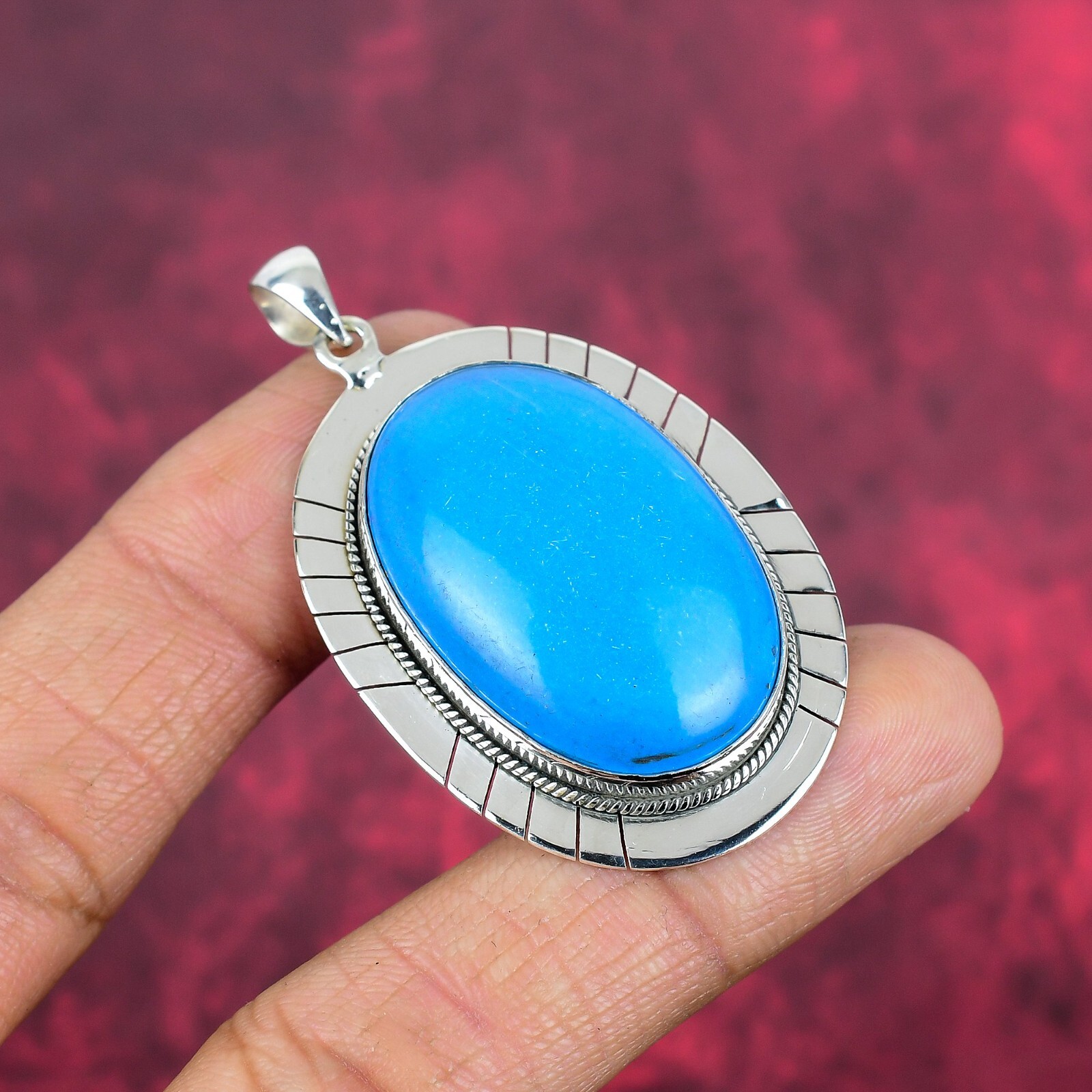 Sleeping Beauty Turquoise Gemstone Handmade 925 Sterling Silver Pendant Jewelry