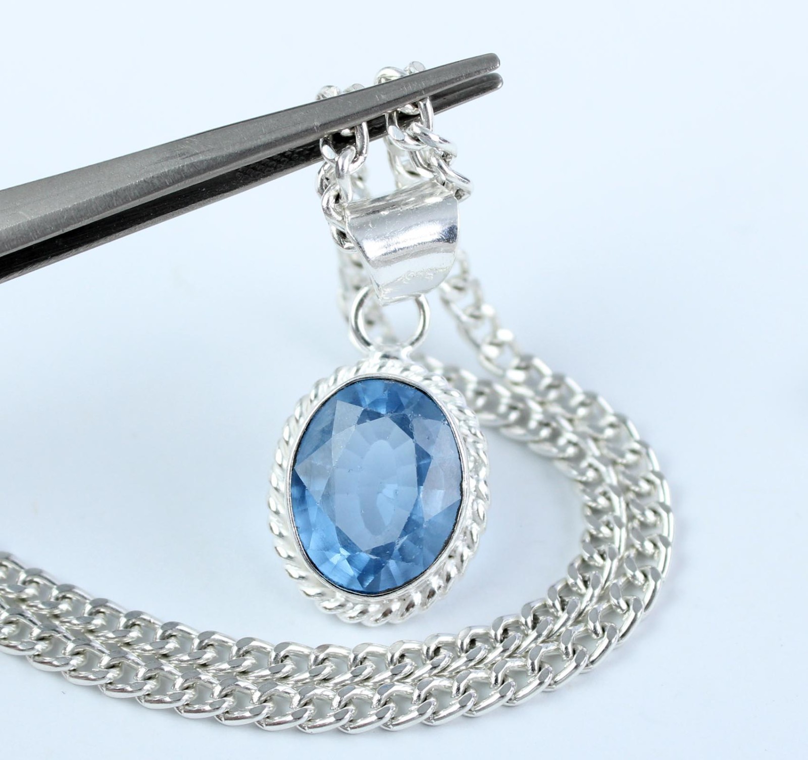15.65 Ct Natural Swiss Blue Topaz Oval Gems Certified Women Pendant Wedding Gift