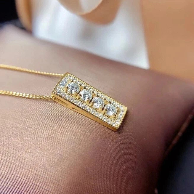 14K Yellow Gold Plated In 2Ct Round Cut Moissanite Stunning Charm Pendant