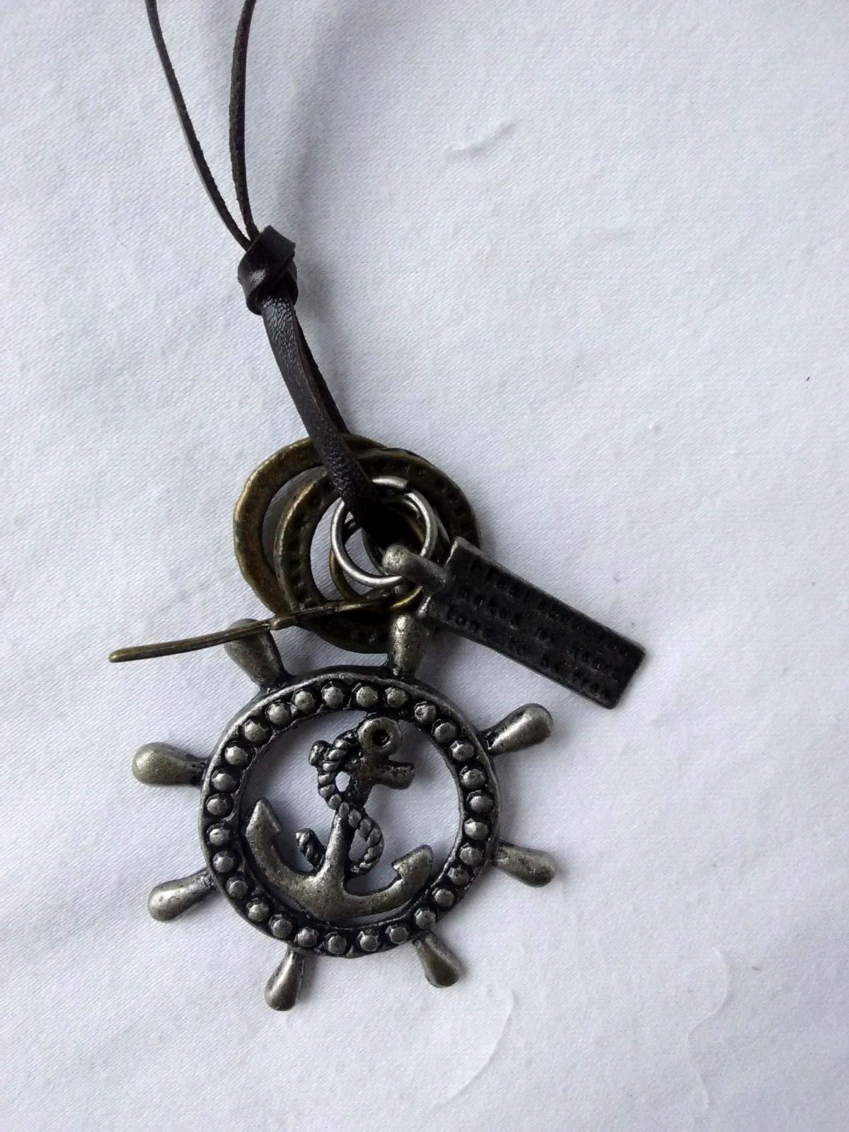 Cross Anchor Pendant Nautical Wheel Pendant Surf Style Necklace US Seller Gift