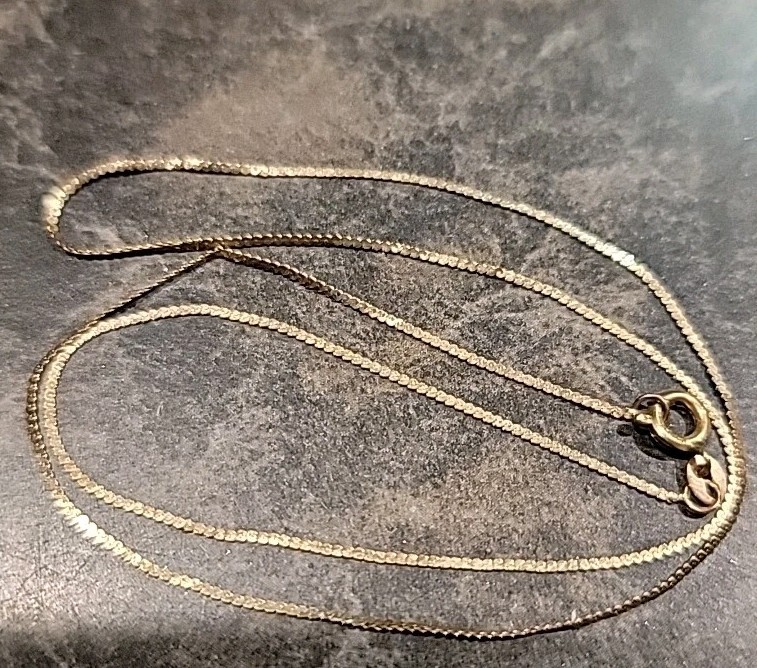 15″ 14KT Yellow Gold Serpentine Chain Link Necklace Italy