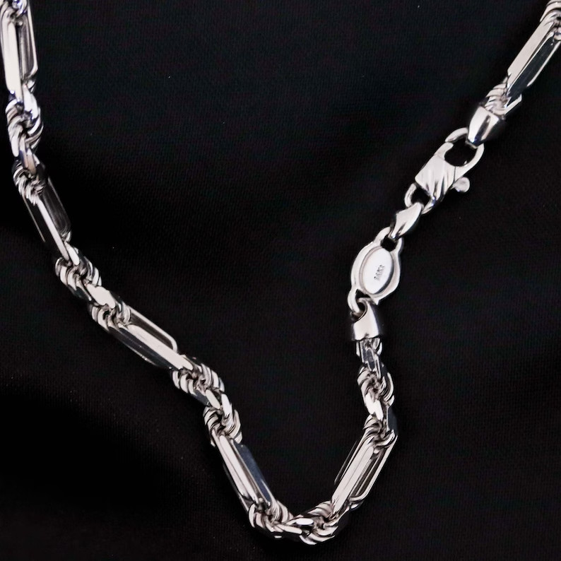 14k White Gold 30″ 3MM Solid Milano FIGAROPE Link Chain/Necklace 25 Grams