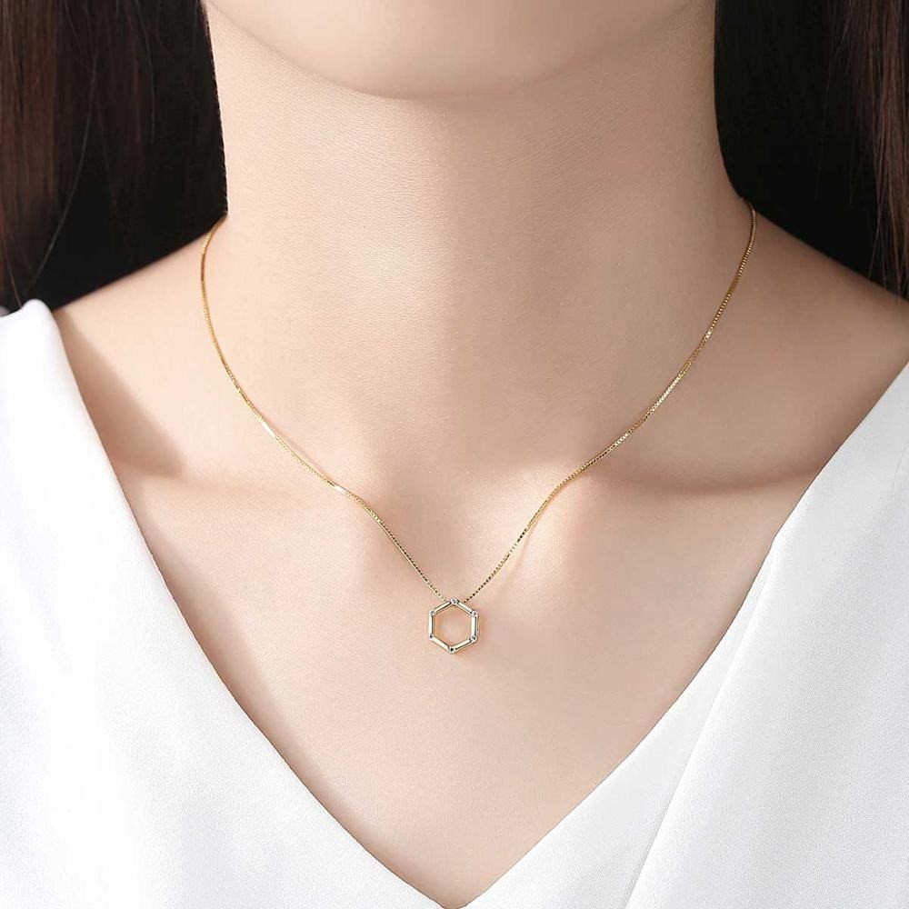 Hexagon Shape With Round Cut Moissanite 925 Sterling Silver Pendant Necklace