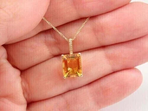 2Ct Lab Created Yellow Citrine Solitaire Pendant 14K Yellow Gold Finish