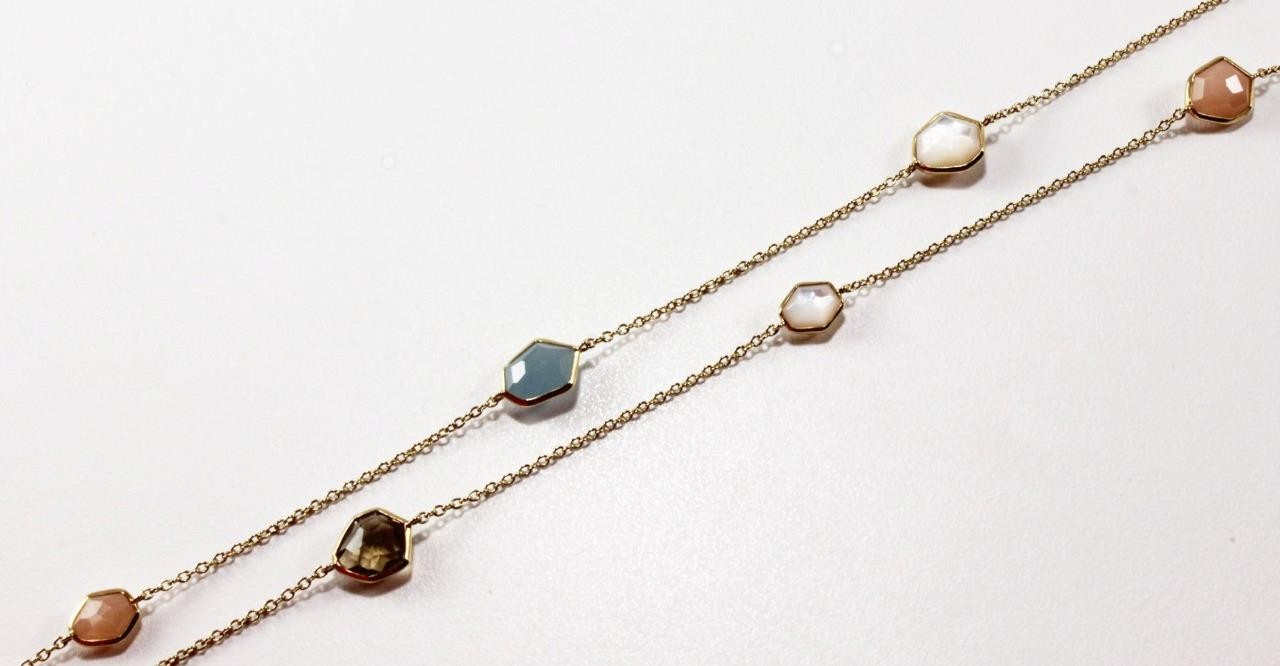 IPPOLITA 18K YELLOW GOLD MIXED GEMSTONE 10-STONE LONG NECKLACE, 36in, 12.34g