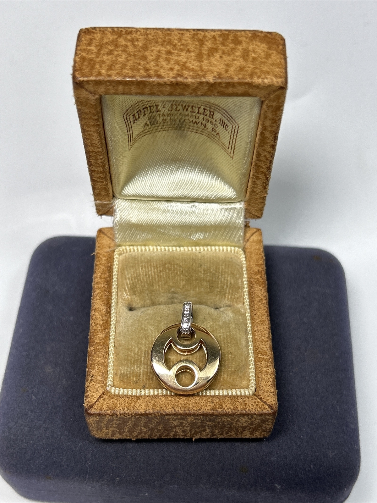 Roberto Coin 18k Solid Rose & White Gold & Diamond Bail Marina Pendant