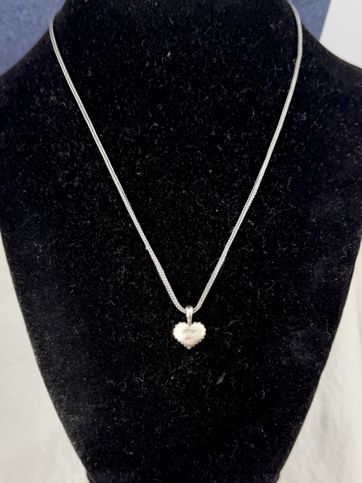 LAGOS CAVIAR Sterling Silver Beaded Edge 3-D Puffy Heart Pendant Necklace