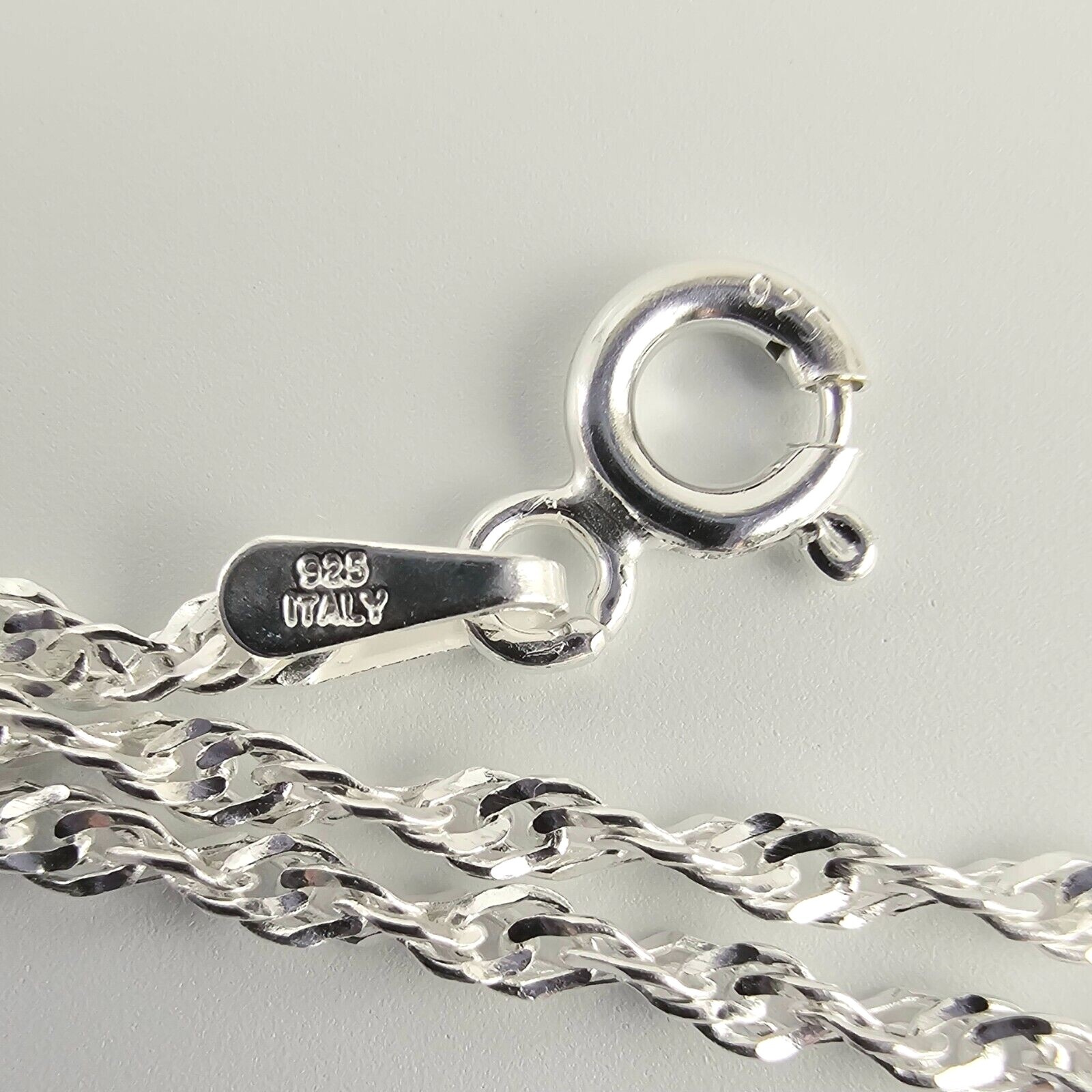 Solid 925 Sterling Silver Italy Singapore Twisted Serpentine 1.5mm 16″, 18″, 20″