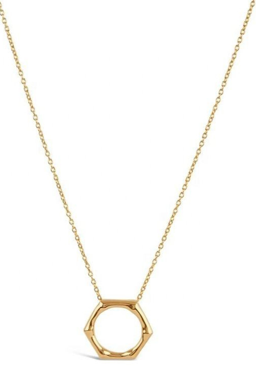 Solid 10K Yellow Gold Hexagon Shaped Simple Chain Necklace For Women’s Wear