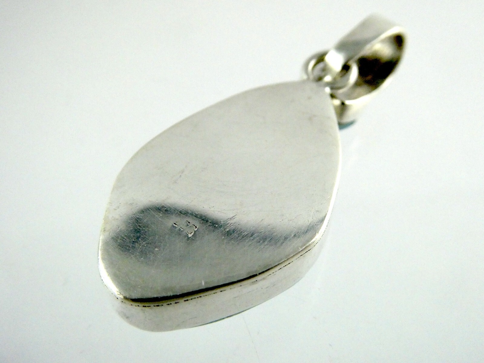Sterling Silver Double Larimar Cabochon Freeform Cut Pendant 925 11.6g 1 5/8 In