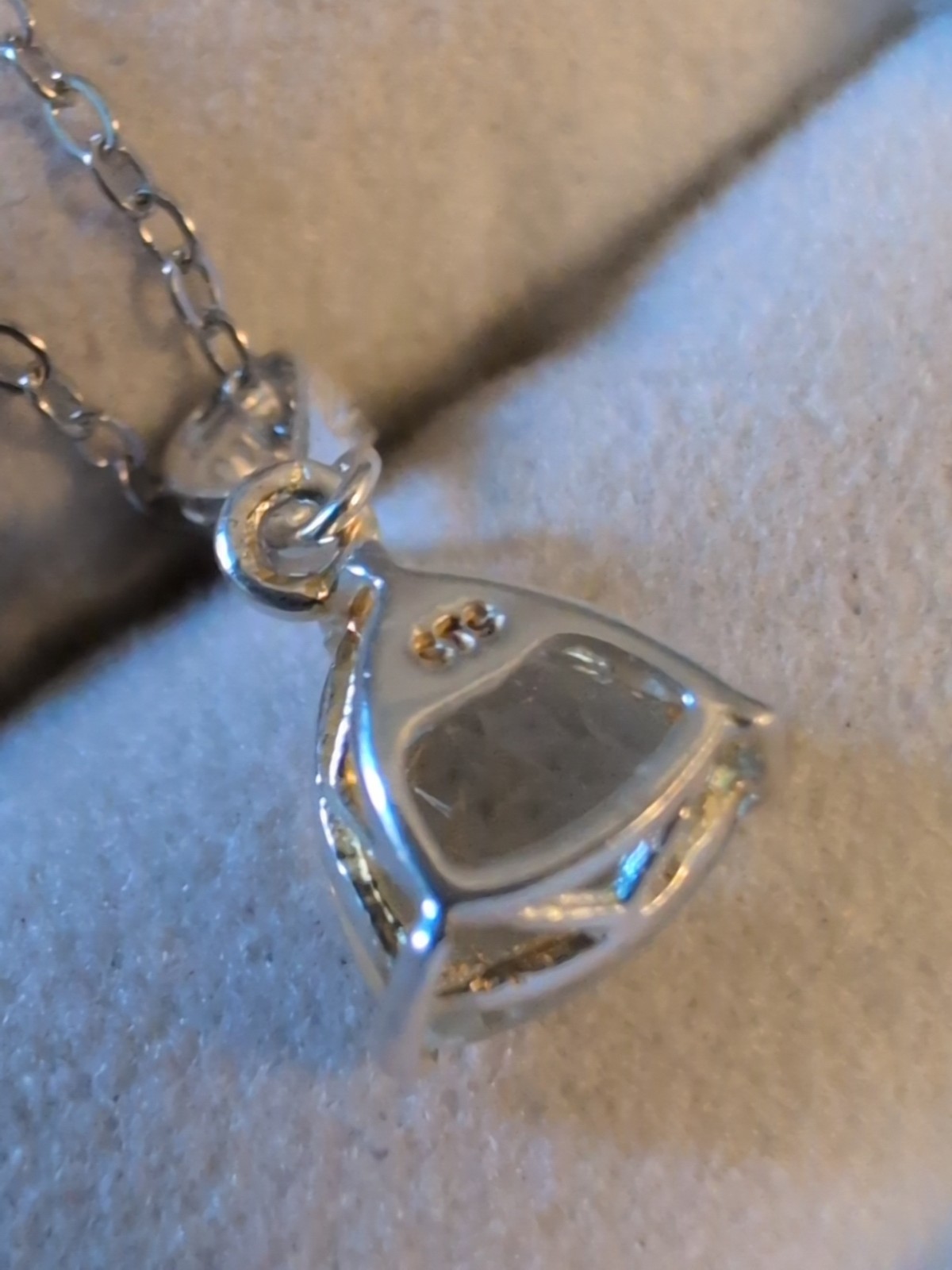 Sterling 925 Necklace Pendant 2.5CT Trillion Cut Aquamarine Loupe Clean Custom
