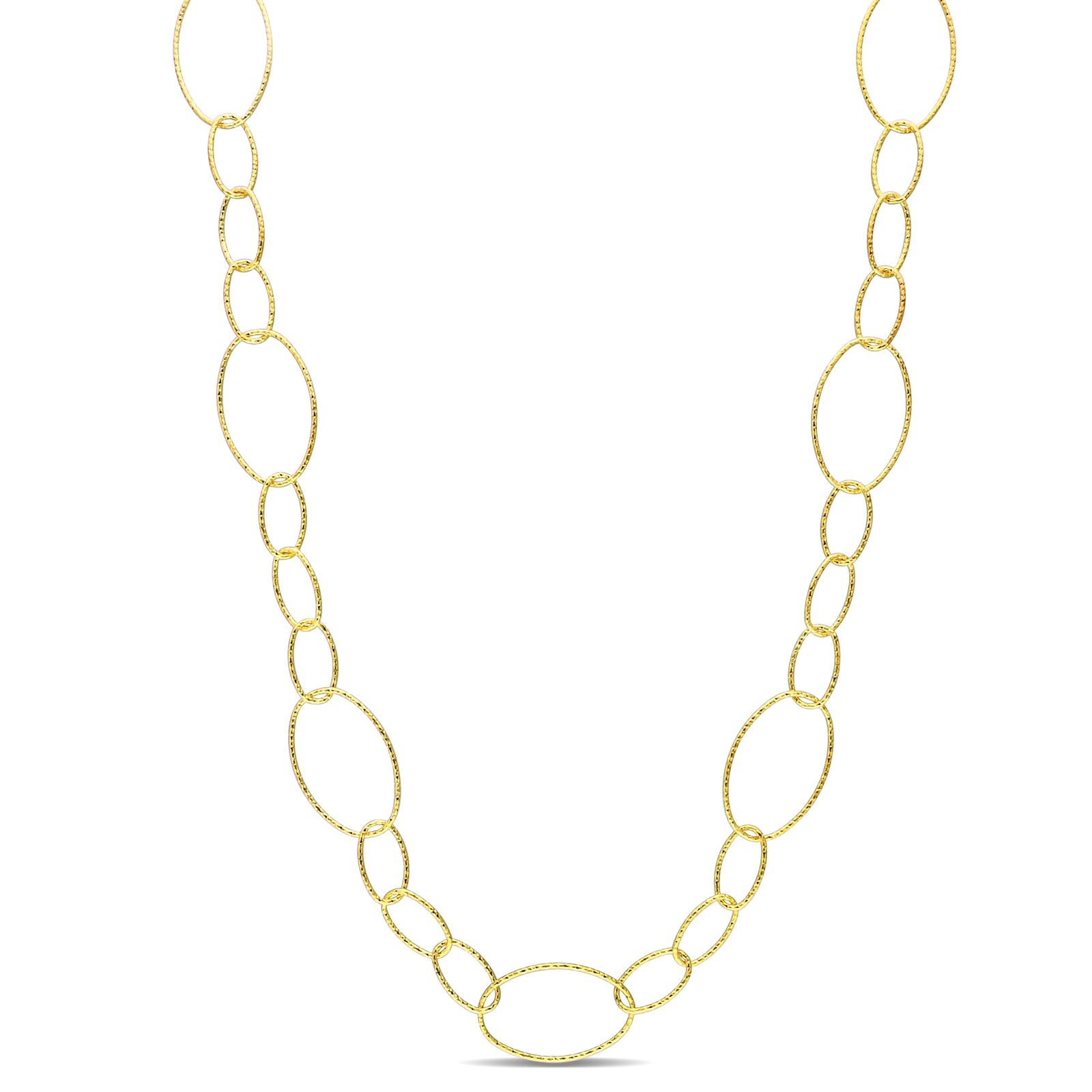 Amour Yellow Plated Sterling Silver 13mm Oval Link Chain Necklace – 30 in.