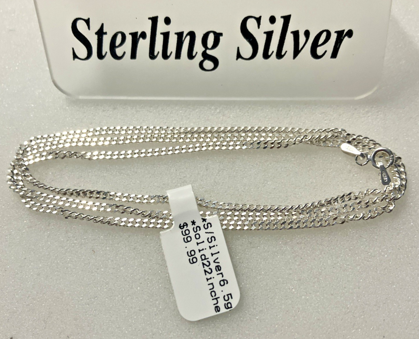 925 Italy Sterling Silver Solid Curb Link Chain Necklace 6.5grams 22” 2.1mm NWT