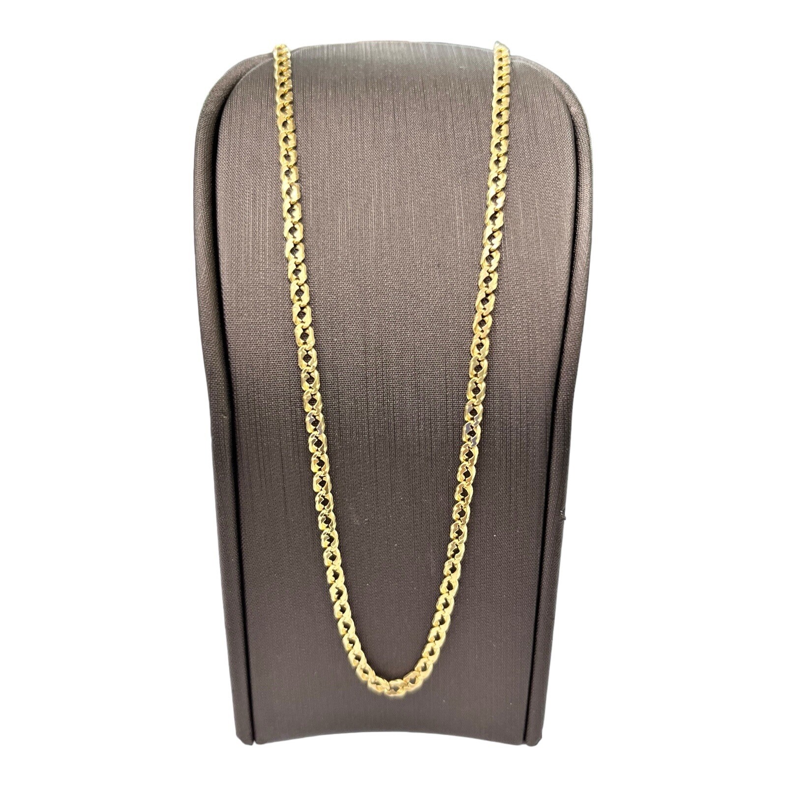18ct 18k Yellow Gold Italian Virola Curb Link Chain Necklace 9.78 Grams 52cm New