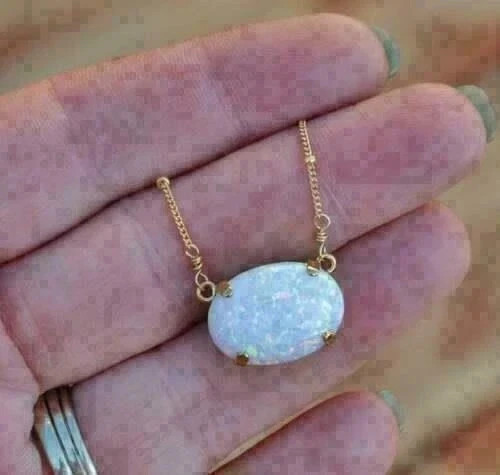 2Ct Oval Cut Lab-Created Fire Opal Women’s Beauty Pendant 14K Yellow Gold Plated