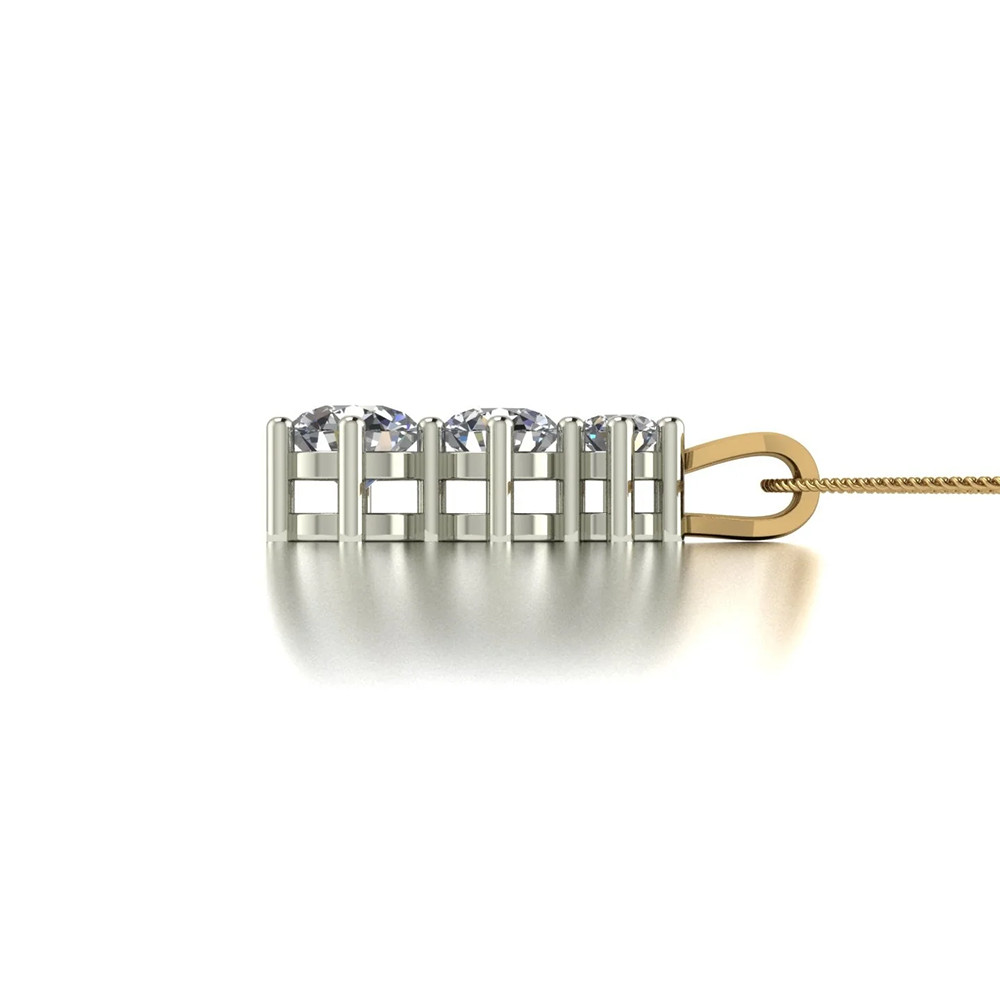 Womens Pendant Round 1 Ct GLI Lab Grown 18k Multi-Tone Gold Necklace Diamond