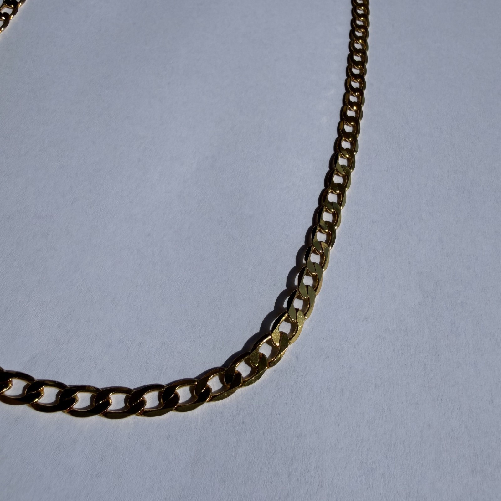 18K Gold Filled Flat Curb Link Chain Necklace 20″ Unisex Classic Layering Chain