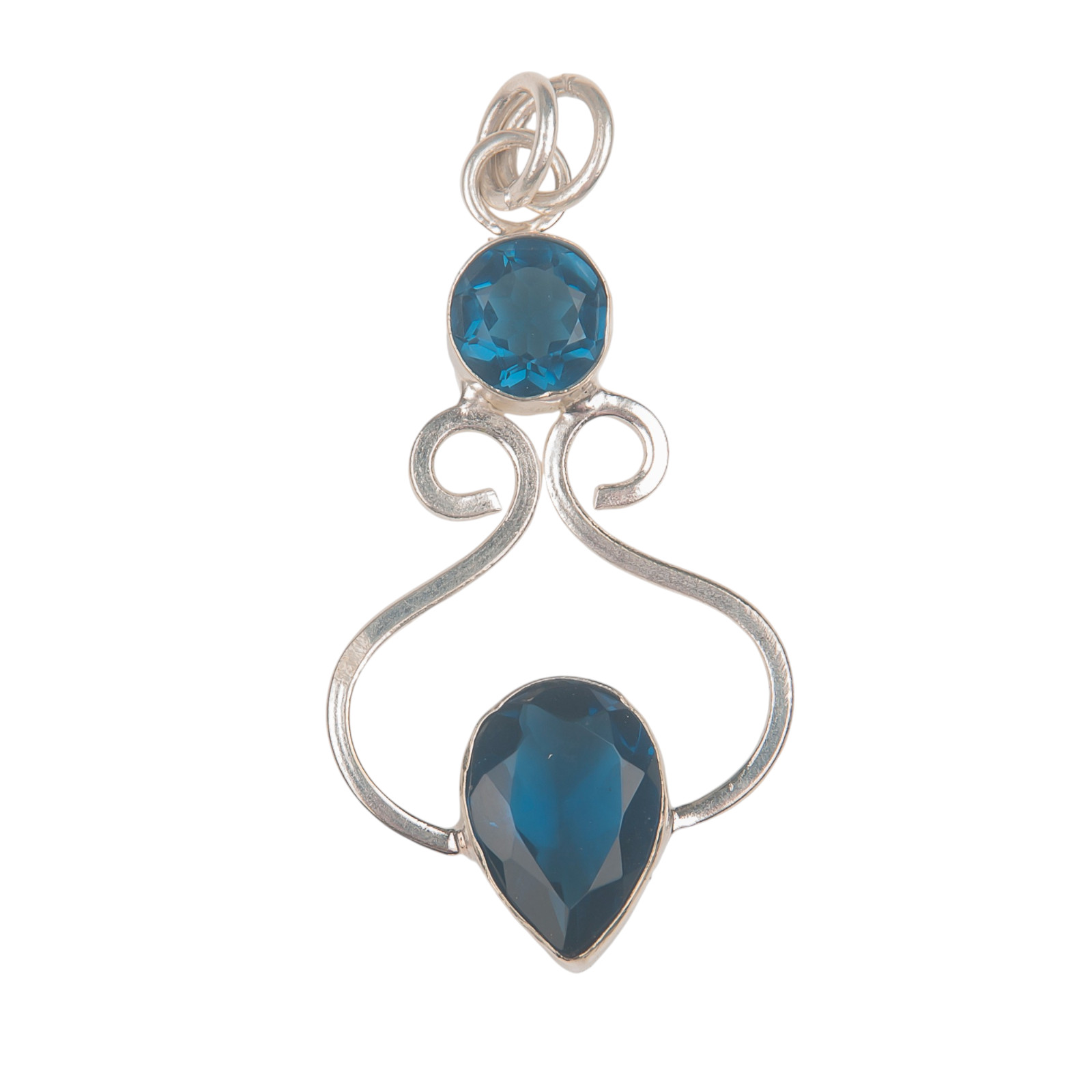 London Blue Topaz Gemstone 925 Sterling Silver Chain Pendent 1.60″ Gift For Her
