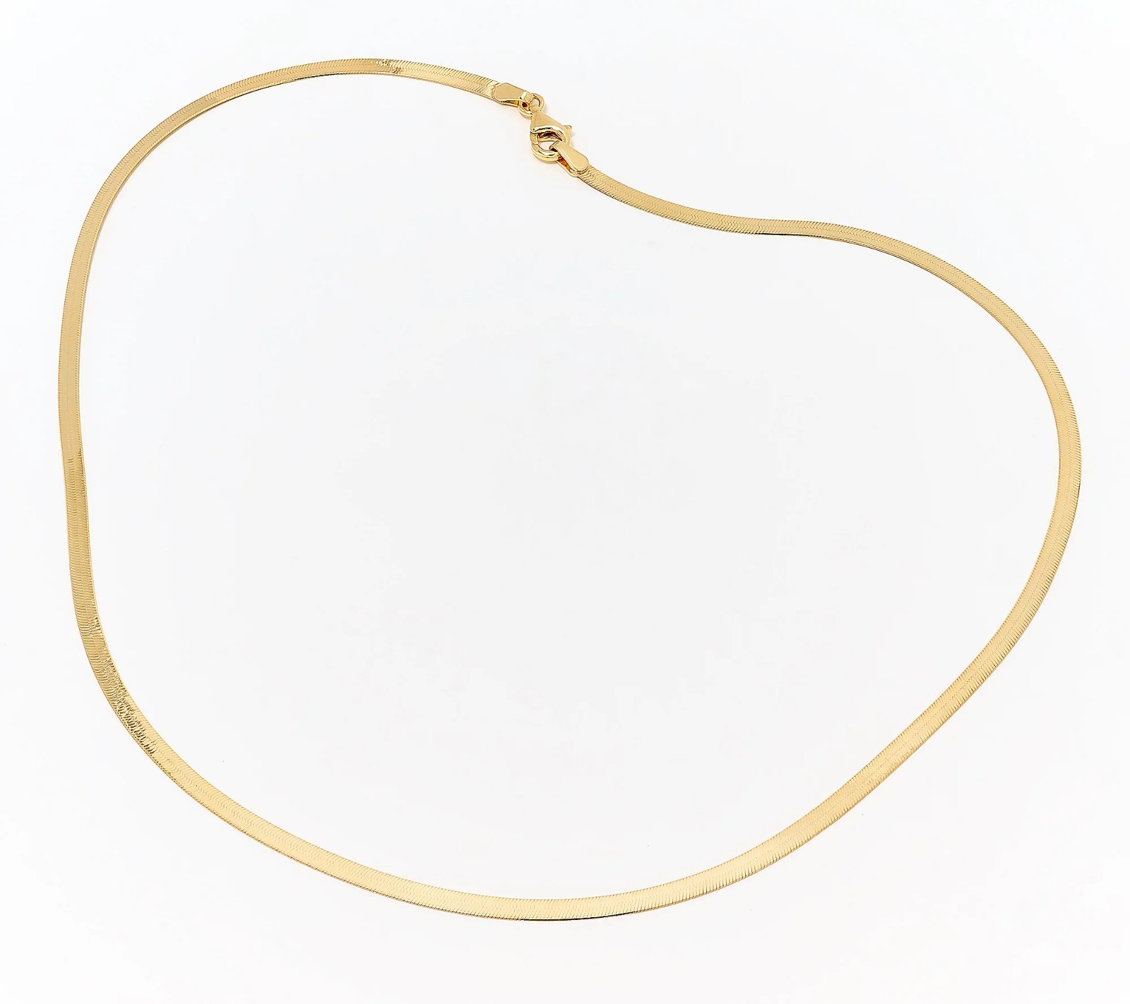 18″ Polished Reversible Herringbone Chain Necklace 14K Yellow Gold Plated Silver