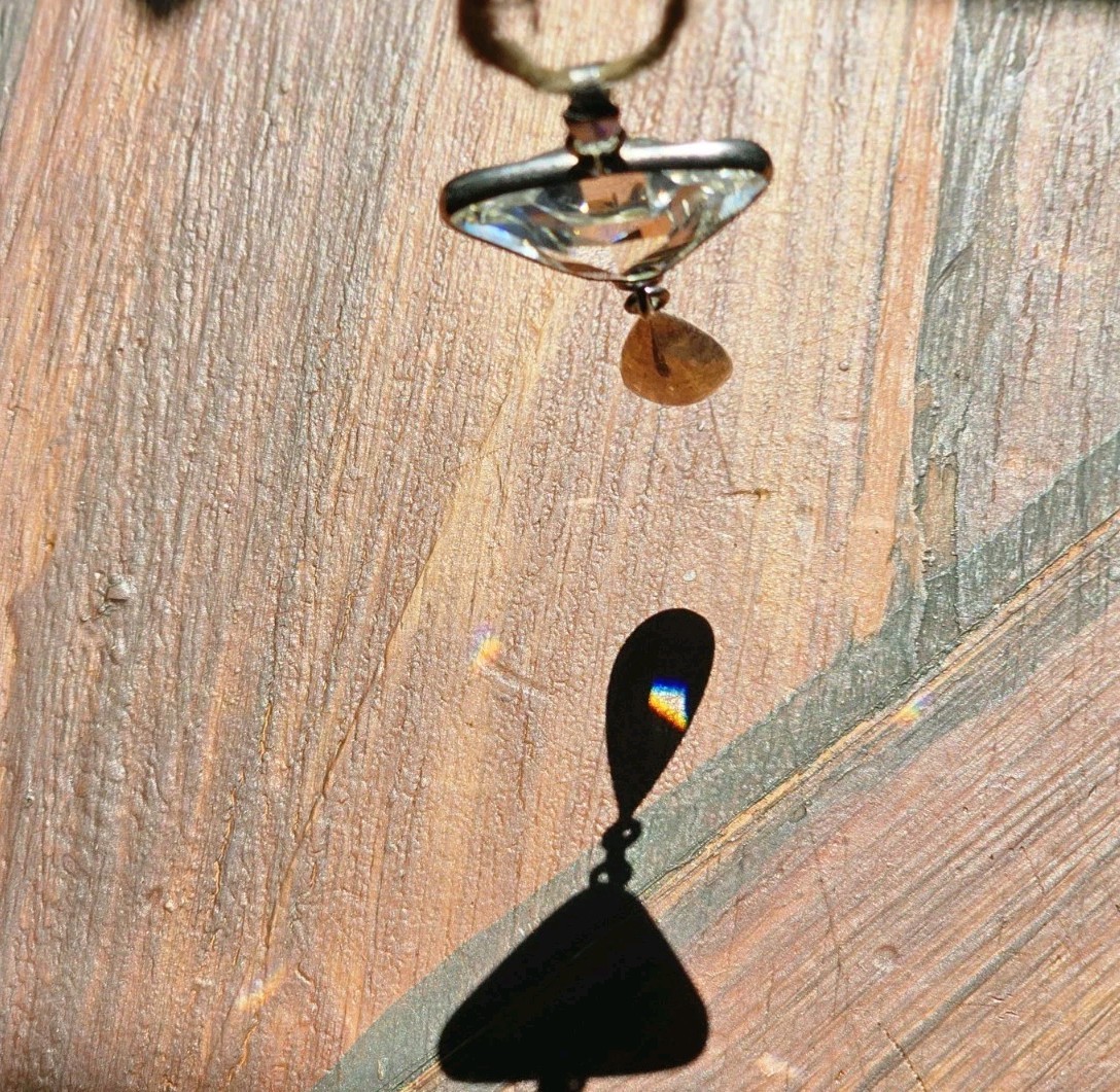 Faceted Clear Crystal Pendant Sterling Silver & Female Tribal Sterling Charm