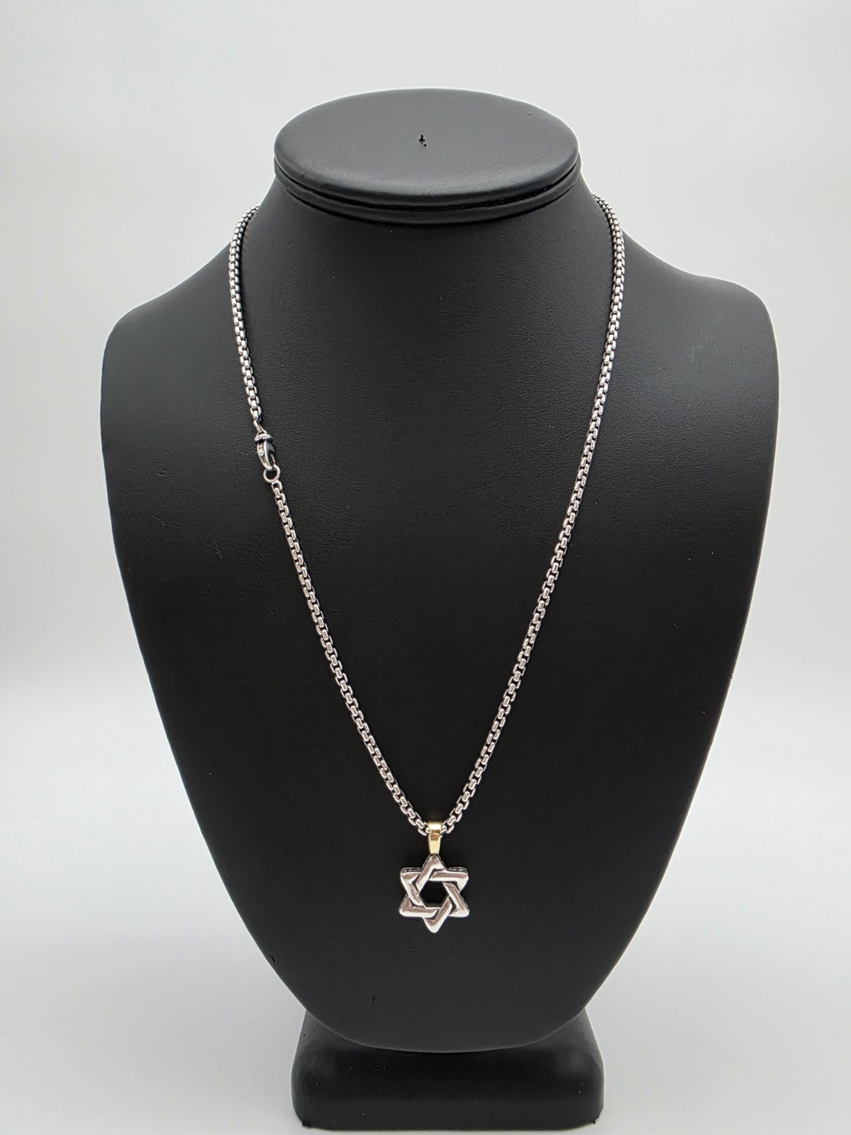 David Yurman Star of David Sterling Silver 925 And 18K Gold Pendant Necklace