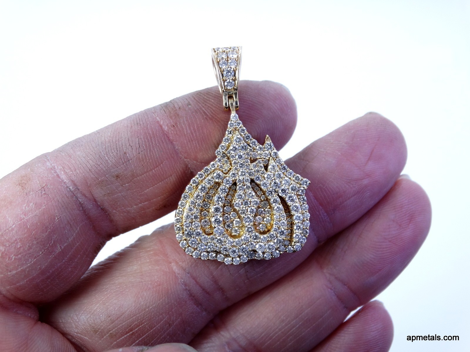 Iced ALLAH 2 Ct Natural VS/SI DIAMOND 14K Gold 25.5mm Arabic Symbol God Pendant
