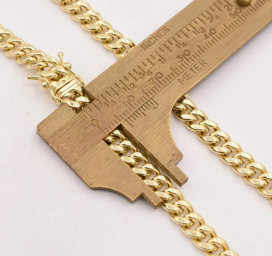 Real 10K Gold Miami Cuban Link Chain 22″ 6mm Box Clasp Men Necklace 10kt