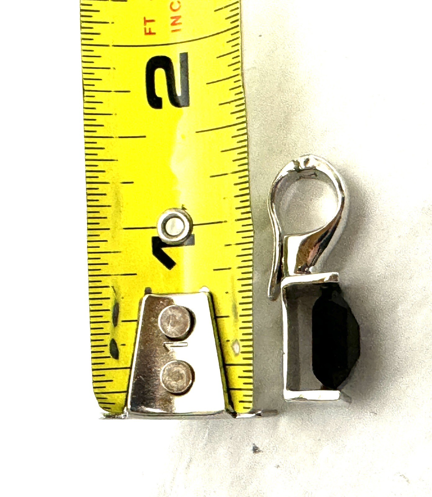 Silver Black Rectangle Stone Pendant Estate Item 1” Unknown