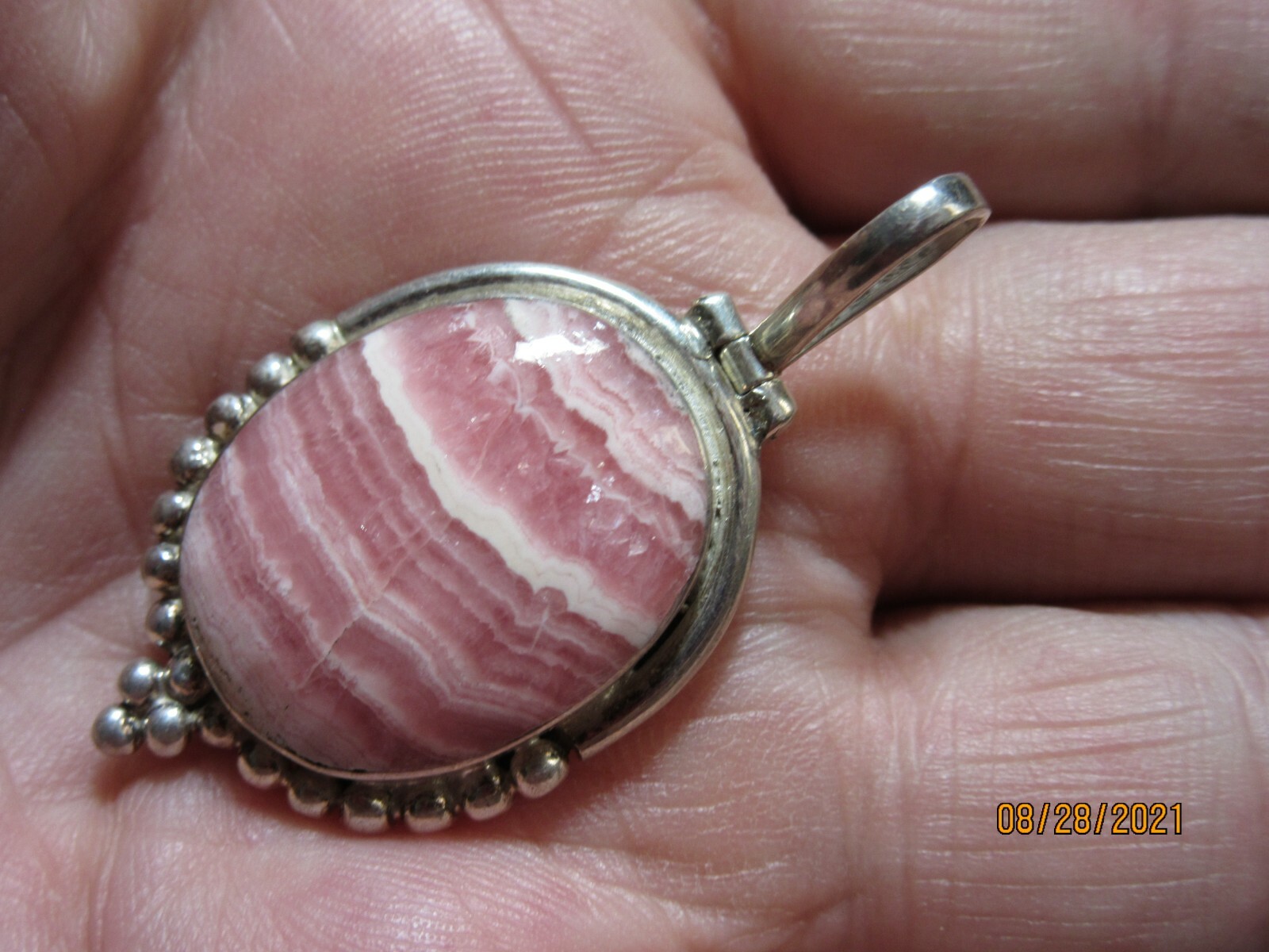 Natural Rhodochrosite 925 Sterling Silver Pendant Jewelry US seller RSP-6