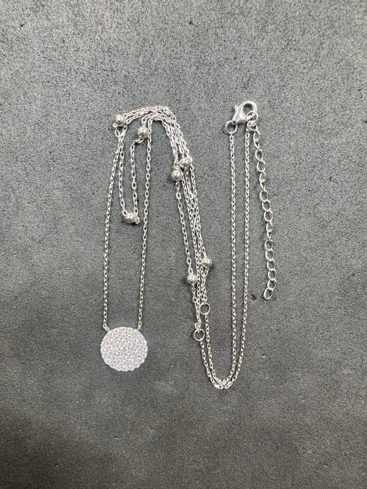 3.9g Sterling Silver 925 CZ Layered Necklace 16”-18” Jewelry lot S