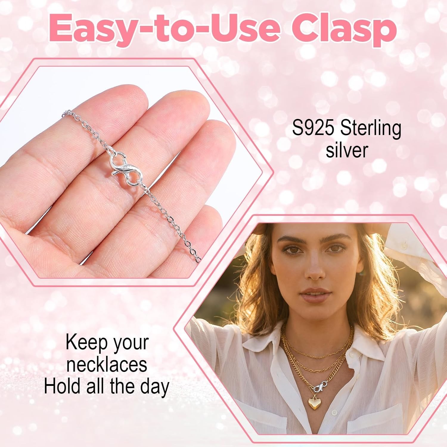925 Sterling Silver Clasp Double Opening Lobster Claw Clasps Necklace
