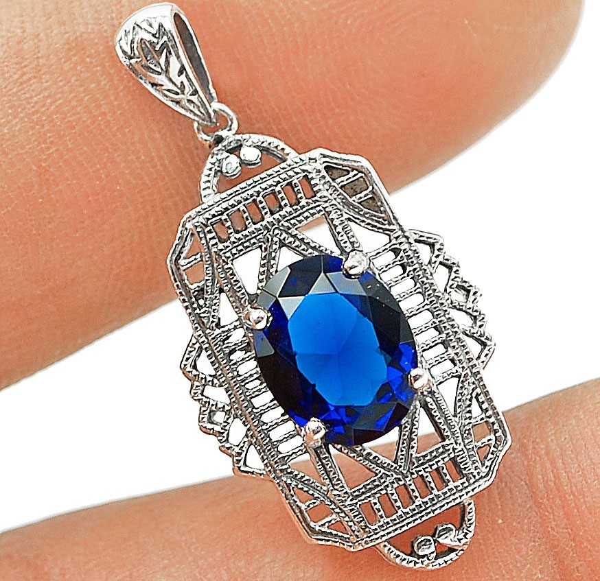 2CT Heat Treated Kyanite 925 Sterling Silver Filigree Pendant NU1-4