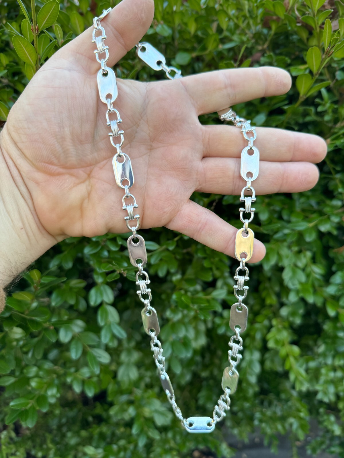 10mm Real 925 Sterling Silver Custom Mariner Ferragamo Link Chain Necklace ITALY