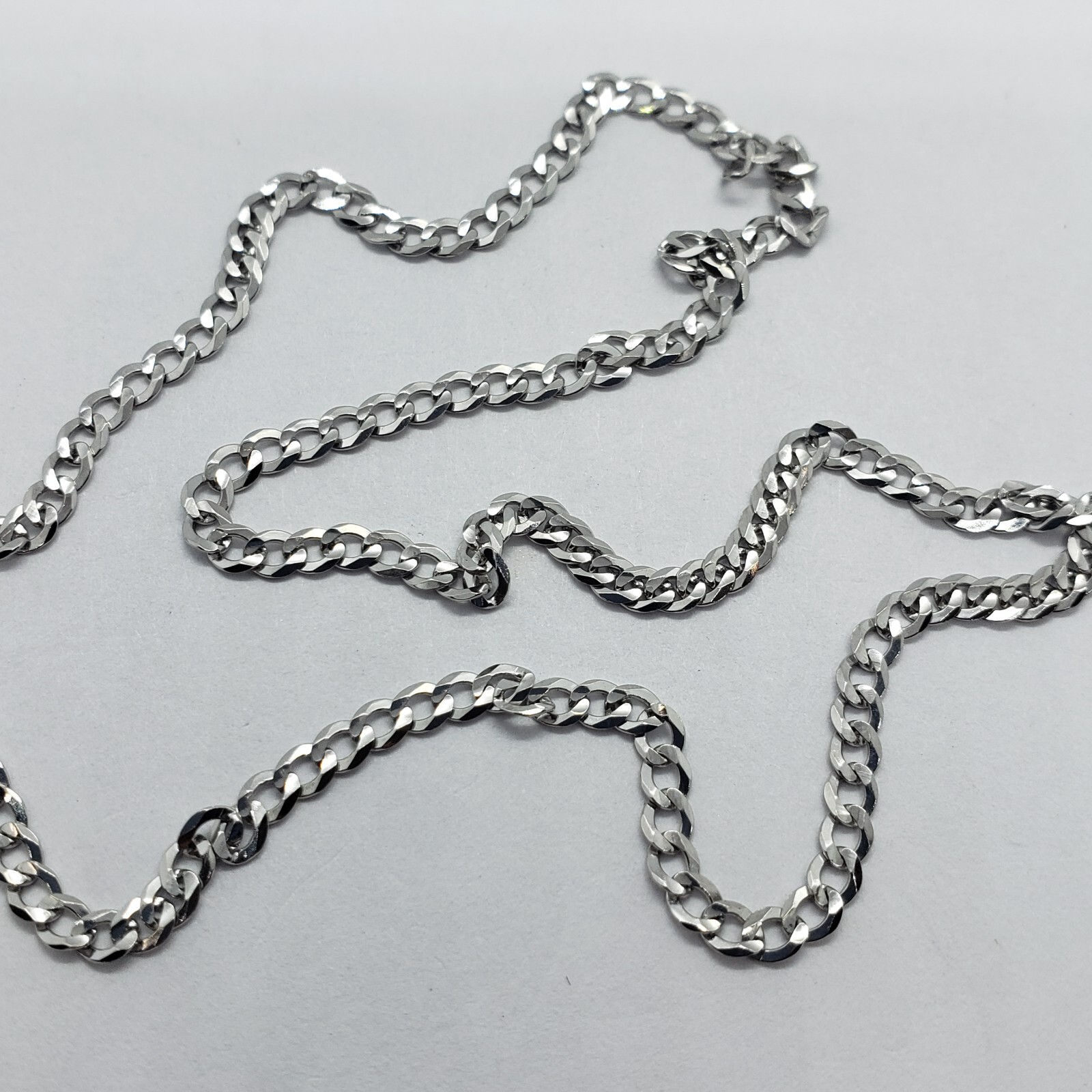 10K White Gold Solid Cuban Link Chain Curb Necklace Bracelet 4mm Size 7″~30″