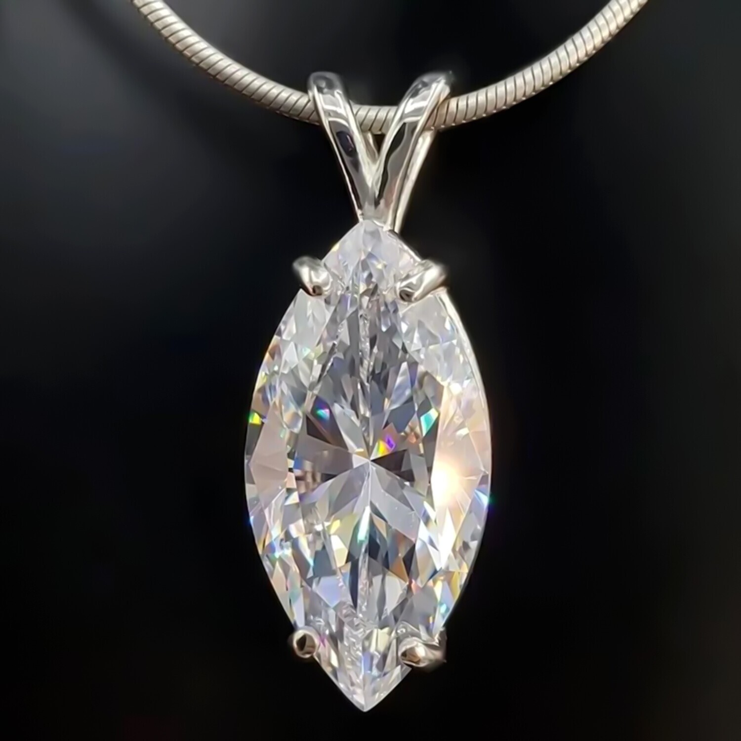 5 Ct Marquise Diamond Pendant in 925 Silver Certified Gift for Birthday