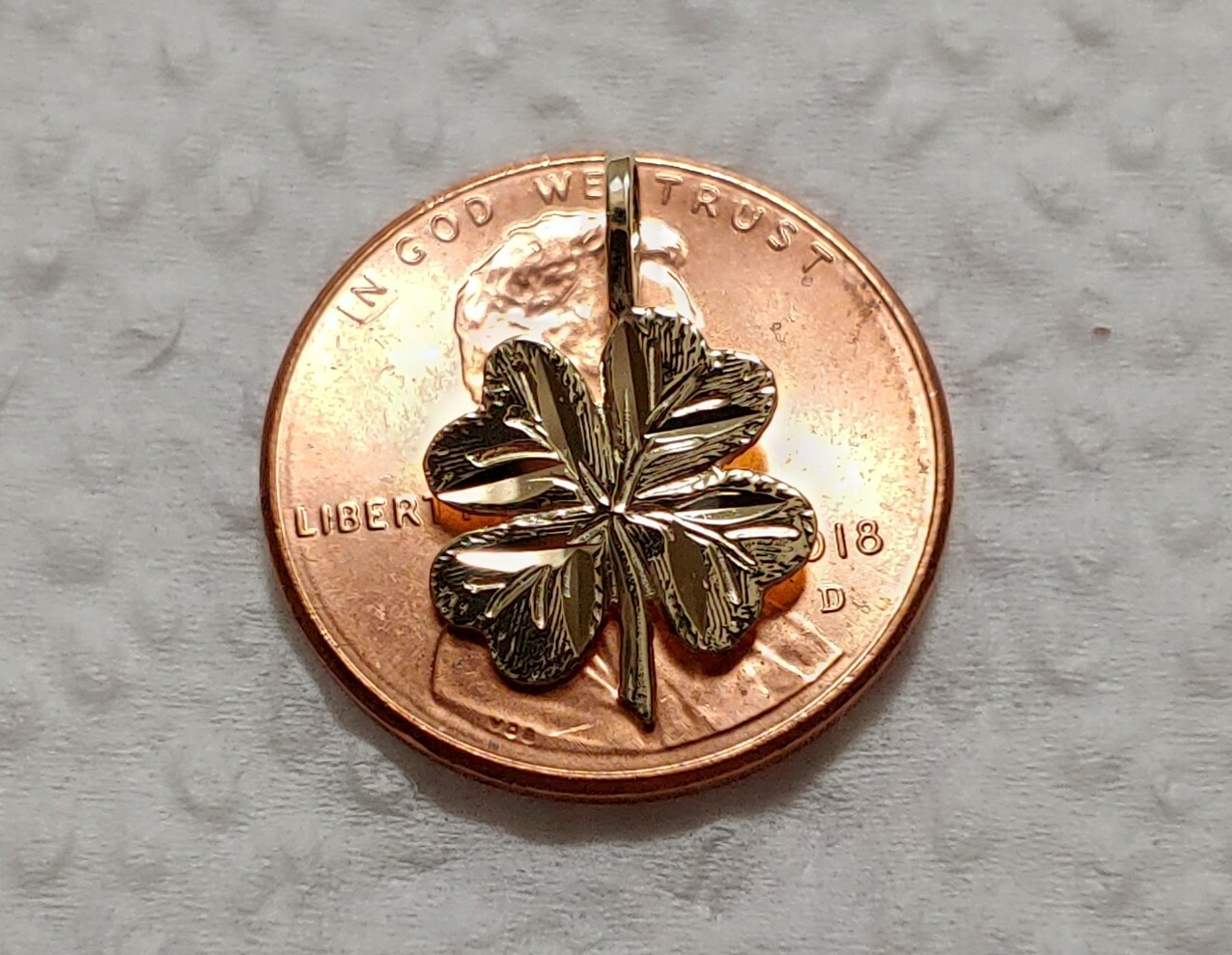 New 14k 4 Leaf Clover Lucky Charm Pendent