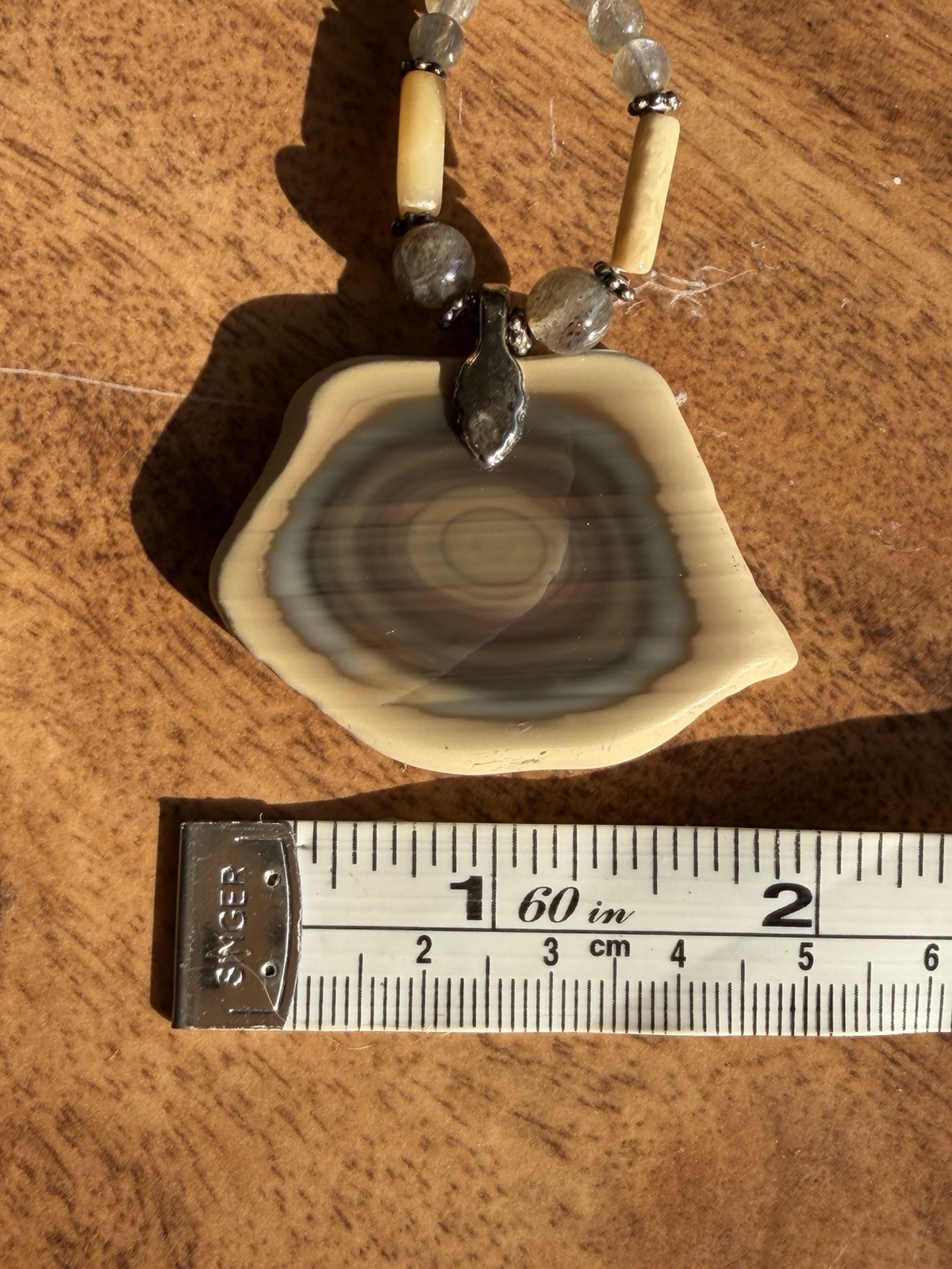Vintage Southwest Sterling Silver Quartz Jasper Beaded Necklace With Pendant 925