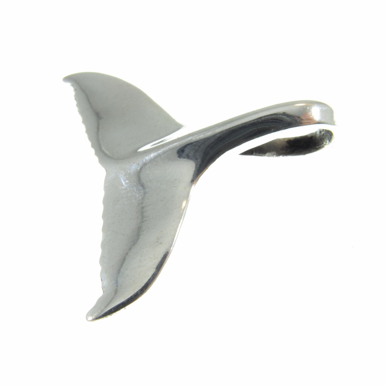 Large Handcrafted Solid 925 Sterling Silver WHALE TAIL Marine Sea Slide Pendant