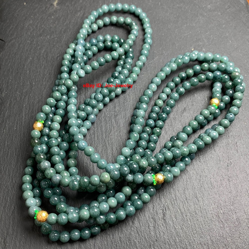 Natural Jadeite Green Jade 5.8mm Bead Necklace Grade A Jade Necklace 64cm