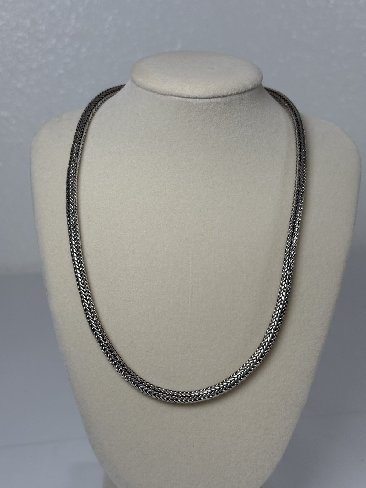 Sterling Silver Foxtail Chain 17” 4mm Hook Closure Necklace 925