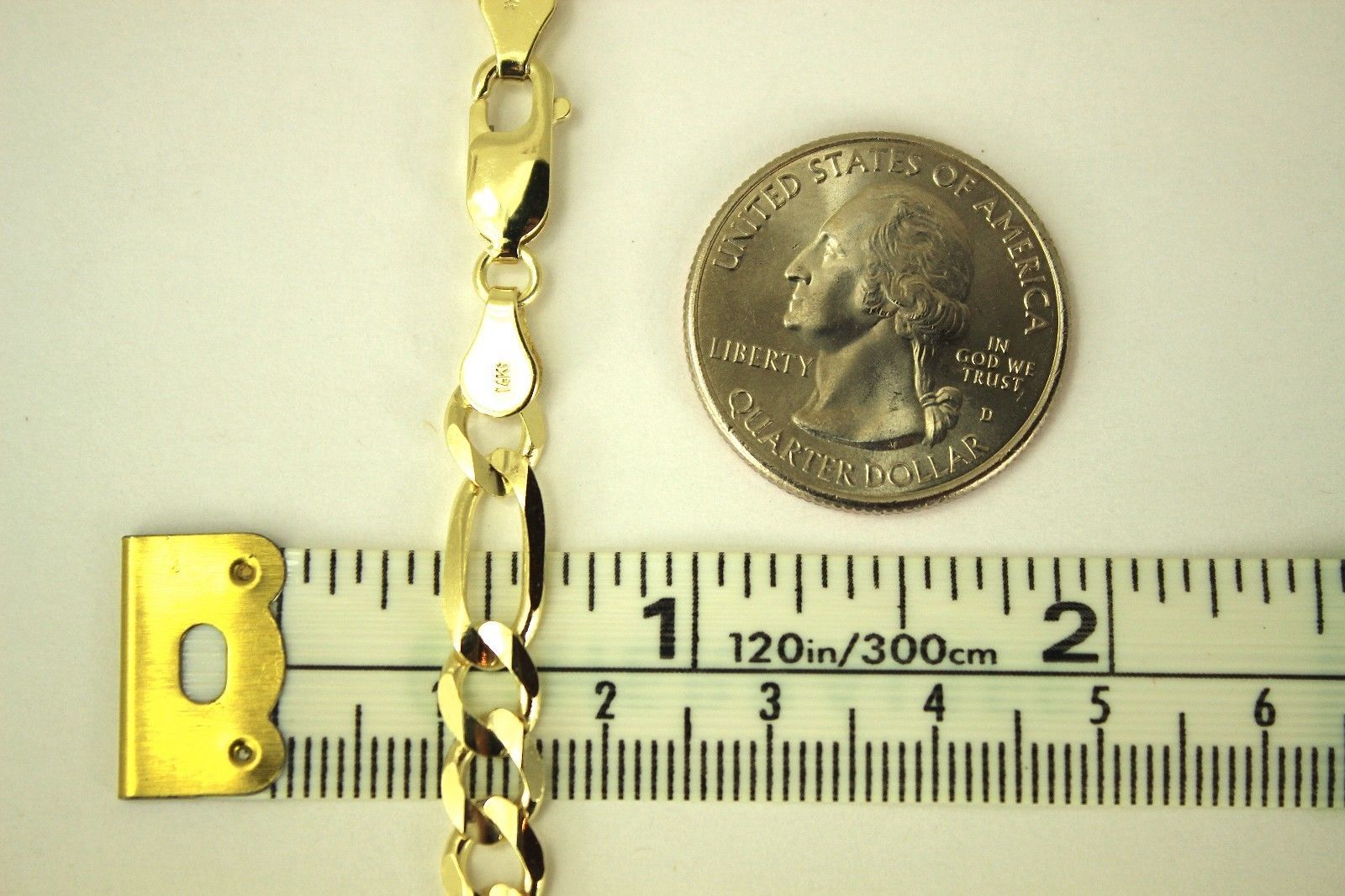 Authentic 14K Solid Gold Figaro Link Chain Men Women 6.5mm~7mm Necklace 7″~30″