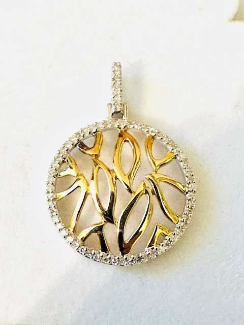 Estate 14K Multi Tone Gold Diamond Pendant