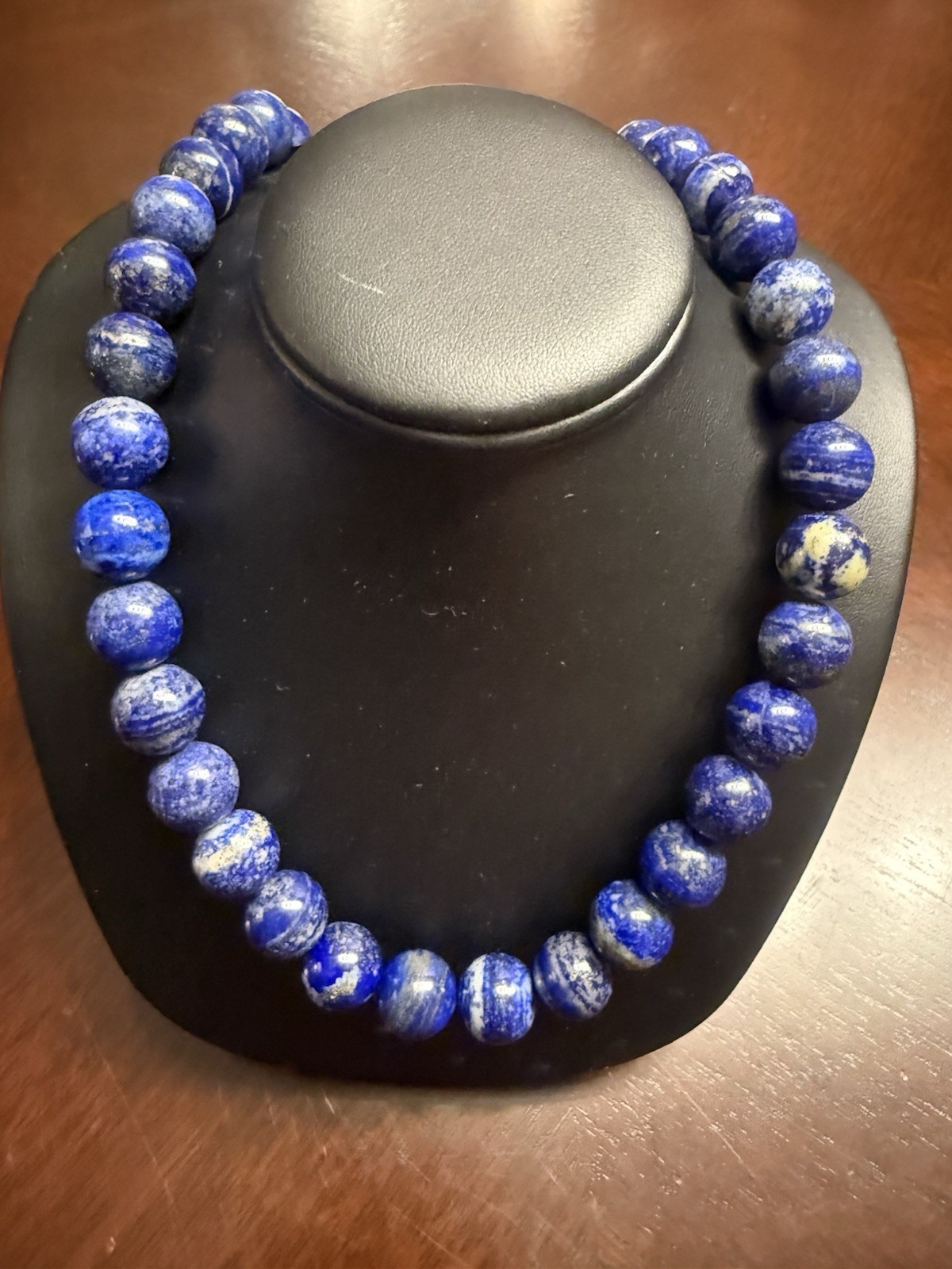 LAPIS LAZULI 14MM BEADED 30 INCH NECKLACE NON ENDING NEW WITH TAG
