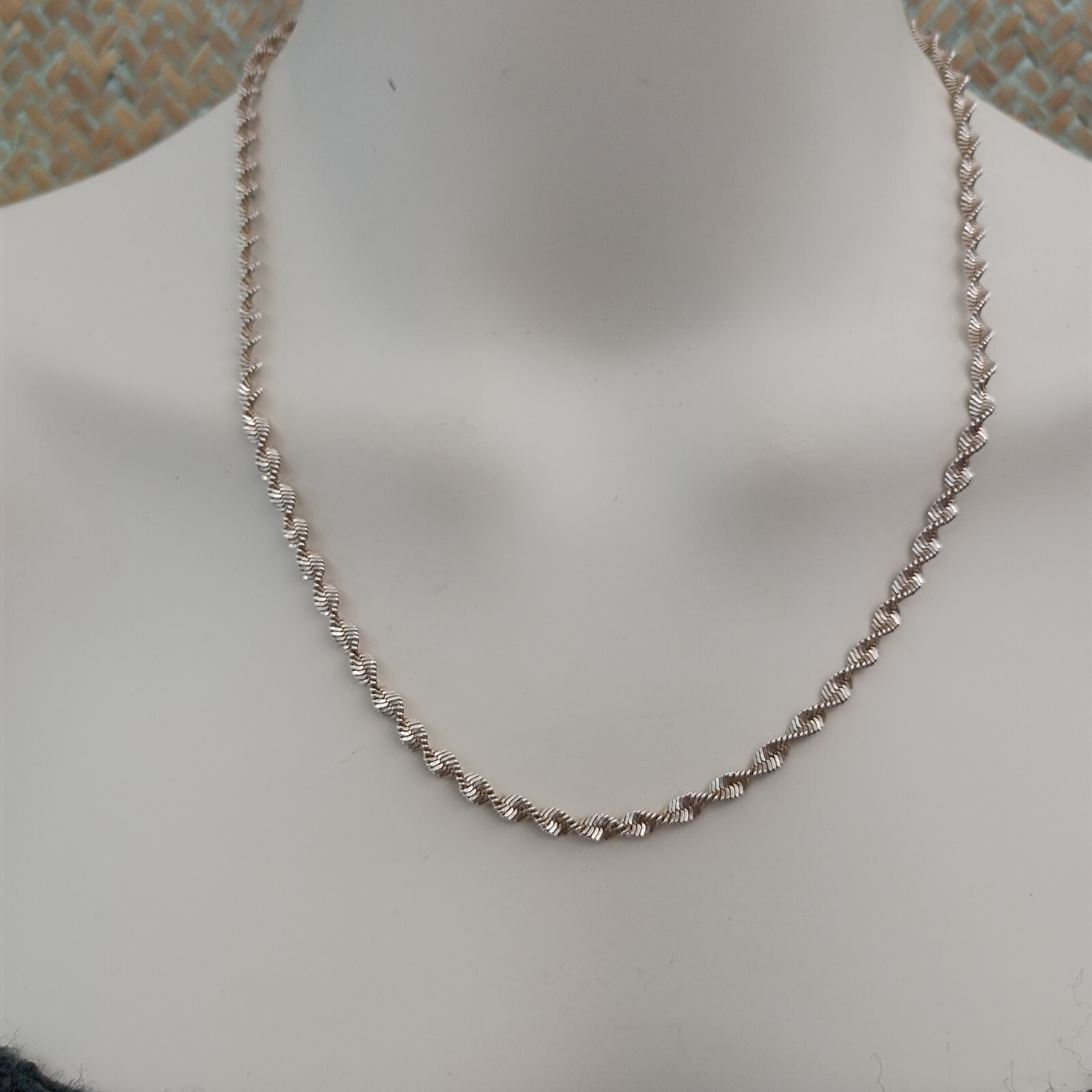 Vintage Sterling Silver Chain Necklace Italy Thick Twisted Rope Men’s Women Gift
