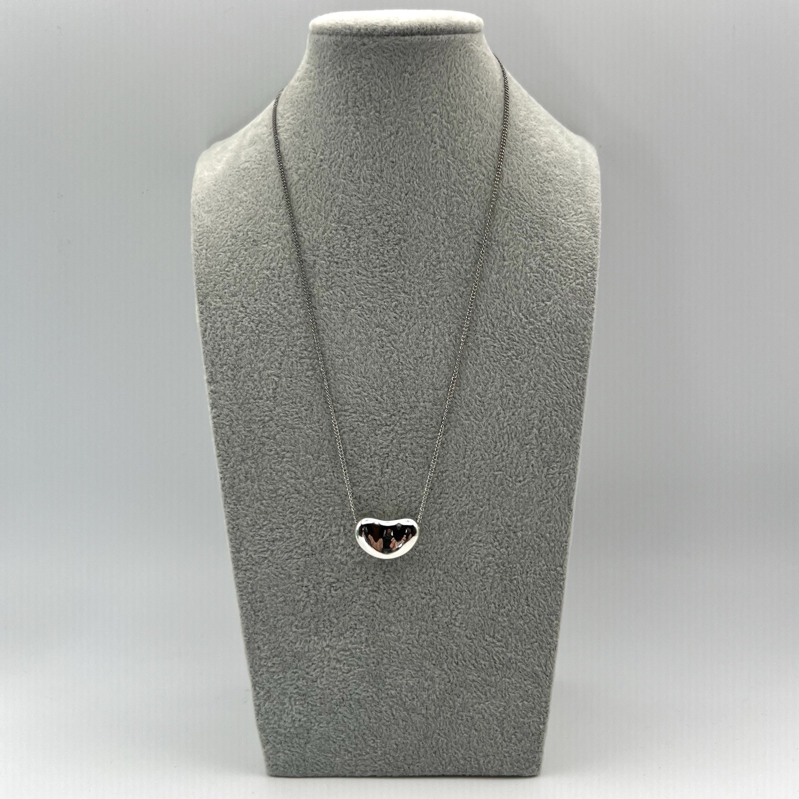 Tiffany & Co. Elsa Peretti Large Bean Pendant Necklace Sterling Silver 925 Box