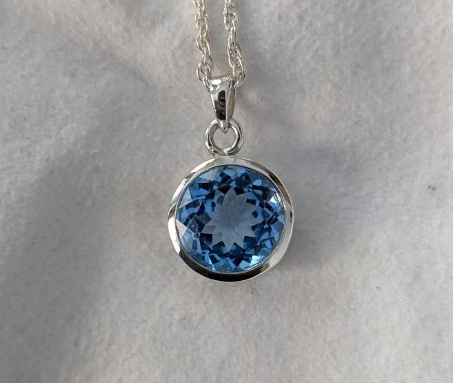 London Blue Topaz 10×10 mm Gemstone 925 Sterling Silver Jewelry Plain Necklace
