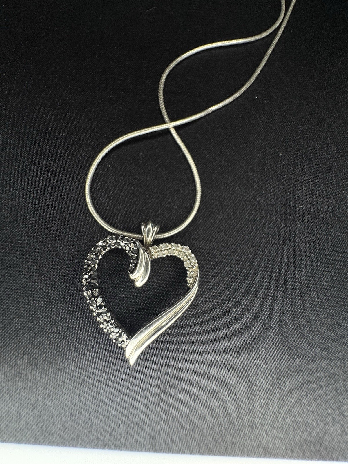 Presidium Tested Diamond Heart Necklace Marked 925 16”