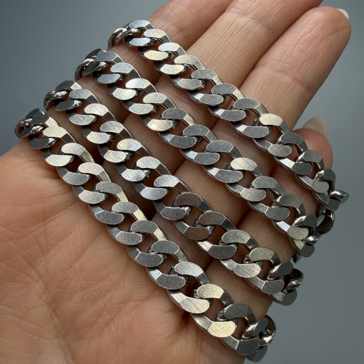 Vintage 925 Sterling Silver Cuban Curb Chain Necklace 8mm Heavy 57.2g